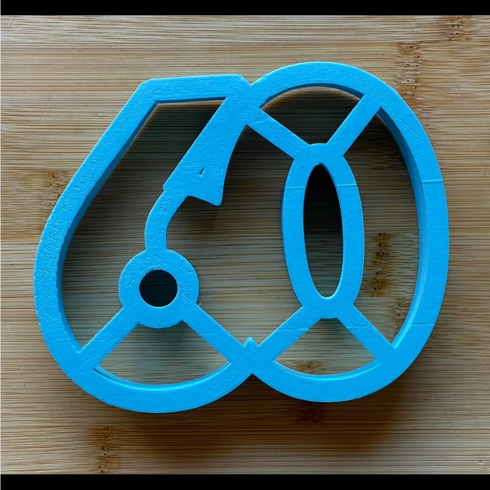 Cookie Cutter Big “60” Blue 3-D Printed Geometric